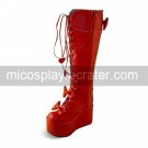 Handmade Wine Red PU Leather 9cm Wedge Sweet Lolita Boots