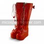 Handmade Wine Red PU Leather 9cm Wedge Sweet Lolita Boots