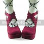 Handmade Wine Red PU Leather Cross Belt 8cm High Heel Classic Lolita Shoes