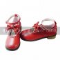 Handmade Wine Red PU Leather Flat Sweet Lolita Shoes with Bow