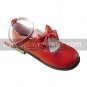Handmade Wine Red PU Leather Flat Sweet Lolita Shoes with Bow
