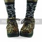 Handmade Yellow Suede Upper PU Leather 8cm High Heel Punk Lolita Shoes