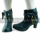 Ink Blue PU Leather 6.3cm High Heel Sweet Lolita Boots with Heart-shape Key