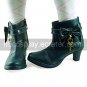 Ink Blue PU Leather 6.3cm High Heel Sweet Lolita Boots with Heart-shape Key