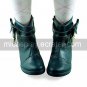 Ink Blue PU Leather 6.3cm High Heel Sweet Lolita Boots with Heart-shape Key