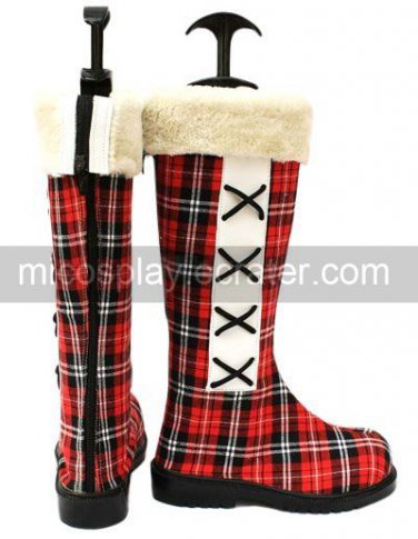 Kuroshitsuji Ciel Phantomhive Red Cloth 1 15'' High Heel Plaid Pattern Cosplay Shoes