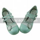 Light Green and White PU Leather 4.5cm High Heel Sweet Lolita Shoes with Heart