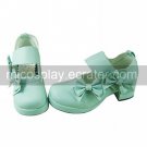 Light Green PU Leather 4.5cm High Heel Sweet Lolita Shoes with Bow