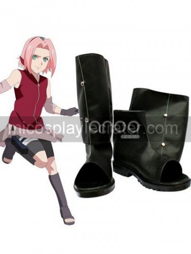 Naruto Haruno Sakura Imitated Leather Rubber Cosplay Shoes1