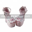 Pink and White PU Leather 12cm High Heel Sweet Lolita Sandals with Bow