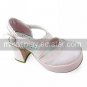 Pink PU Leather 7.5cm High Heel Cross Belt Sweet Lollita Sandals