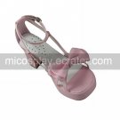 Pink PU Leather 7.5cm High Heel Sweet Lolita Sandals with Bow