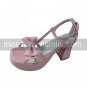 Pink PU Leather 7.5cm High Heel Sweet Lolita Sandals with Bow