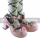 Pink PU Leather 7.5cm High Heel Sweet Lolita Shoes