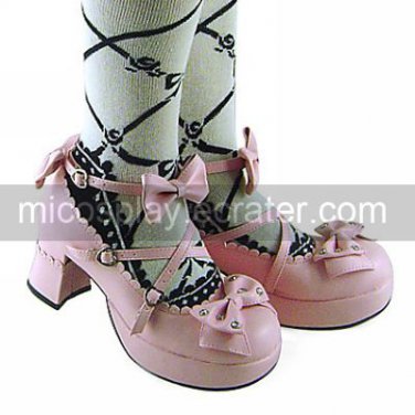 Pink PU Leather 7.5cm High Heel Sweet Lolita Shoes