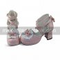 Pink PU Leather 7.5cm High Heel White Trimming Lace Sweet Lolita Shoes with Bow