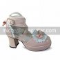 Pink PU Leather 7.5cm High Heel White Trimming Lace Sweet Lolita Shoes with Bow