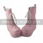 Pink PU Leather 10cm Platform Punk Lolita Martin Boots with White Shoelace