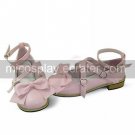 Pink PU Leather Flat Simple Sweet Lolita Shoes with Bow