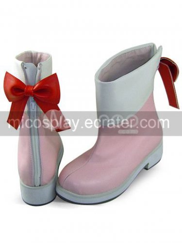 Pink Round Toe Ankle Length PU Lolita Boots