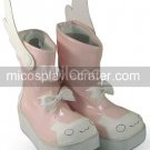 Pink Wing Round Toe Ankle Length Platform PU Lolita Boots