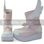 Pink Wing Round Toe Ankle Length Platform PU Lolita Boots