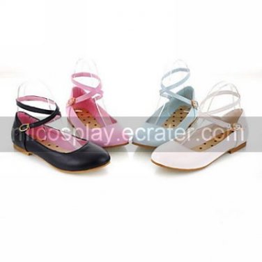PU Leather 2cm Flat Country Lolita Shoes