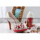 PU Leather 6cm High Heel Sweet Lolita Shoes with Polka Dots Bow