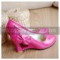 PU Leather 6cm Wedge Princess Lolita Shoes with Heart Hollow