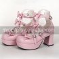 PU Leather 7.5cm High Heel Sweet Lolita Shoes with Bow