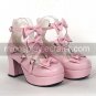 PU Leather 7.5cm High Heel Sweet Lolita Shoes with Bow