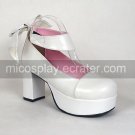 PU Leather 8cm High Heel Princess Lolita Shoes with Ribbon