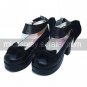 PU Leather 8cm High Heel Princess Lolita Shoes with Ribbon