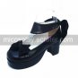 PU Leather 8cm High Heel Princess Lolita Shoes with Ribbon