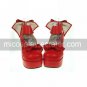 PU Leather 8cm High Heel Princess Lolita Shoes with Ribbon