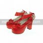 PU Leather 8cm High Heel Princess Lolita Shoes with Ribbon