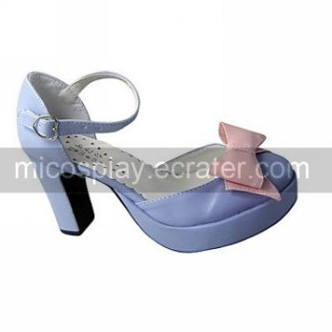 Purple and Pink PU Leather 8.7cm High Heel Princess Lolita Shoes with Bow