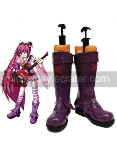 Purple Faux Leather 1 15'' High Heel Zipper Cosplay Shoes