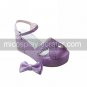 Purple PU Leather 8cm Wedge Sweet Lolita Sandals with Bow