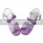 Purple PU Leather 8cm Wedge Sweet Lolita Sandals with Bow