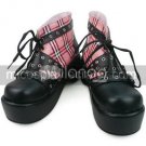 Red Checked Punk Imitated Leather Foam Cosplay Shoes