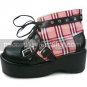 Red Checked Punk Imitated Leather Foam Cosplay Shoes