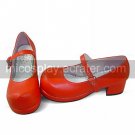 Red PU Leather 4.5cm High Heel Simple Sweet Lolita Shoes
