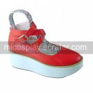 Red PU Leather 5cm Platform Classic Lolita Shoes(White Sole)