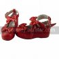 Red PU Leather 5cm Wedge Sweet Lolita Shoes with Bow