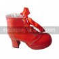 Red PU Leather 7.5cm High Heel Sweet Lolita Boots with Ribbon