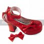 Red PU Leather 7.5cm High Heel Sweet Lolita Shoes with Bow