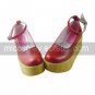 Red PU Leather 9cm Wedge Simple Style Classic Lolita Shoes