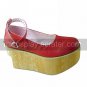 Red PU Leather 9cm Wedge Simple Style Classic Lolita Shoes