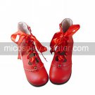 Red PU Leather Flat Sweet Lolita Boots with Ribbon